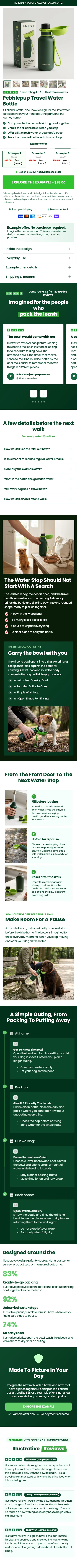 Sales Page 2: Pebblepup Travel Bottle. Green Example.